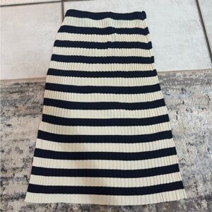 Altuzarra Blue and White Ribbed Midi Pencil Skirt